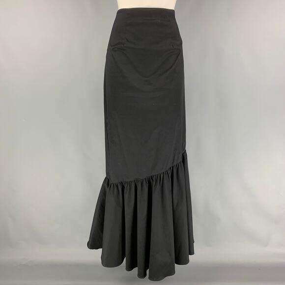 VERONIQUE YOUNG Size 8 Black Polyester Blend Ruffled Evening Long Skirt - Picture 1 of 1